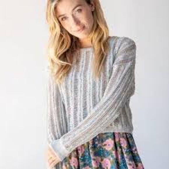 NATURAL LIFE Favorite Layering Sweater Size XS Lightweight Blue w Metallic - Picture 1 of 7